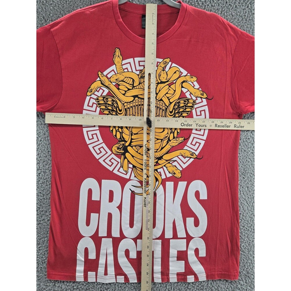 Crooks & Castles Shirt Mens Large Red Medusa Snake Graphic Streetwear Tee View 4